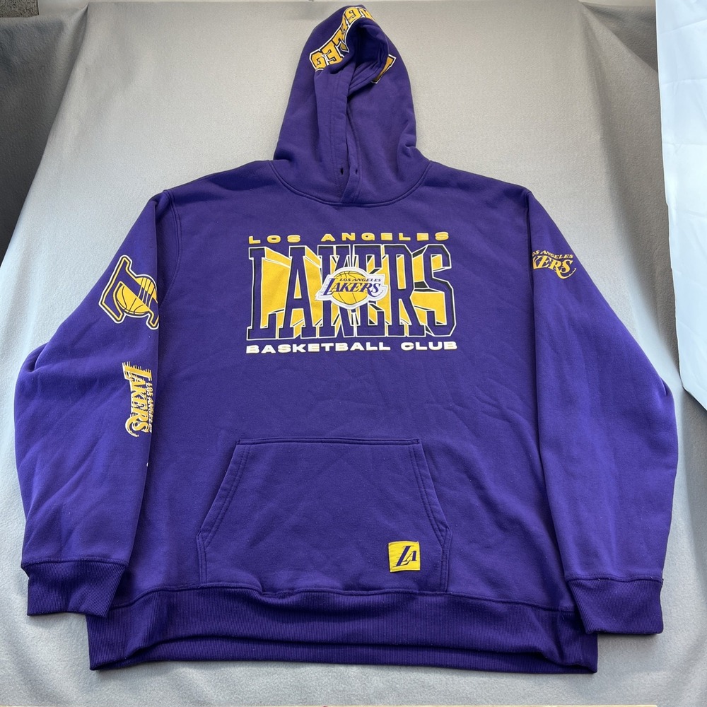 NBA LA Lakers Purple Long Sleeve Sweatshirt Pullover Hoodie Men's XXL